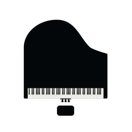 Piano with chair in black color illustrationのイラスト素材