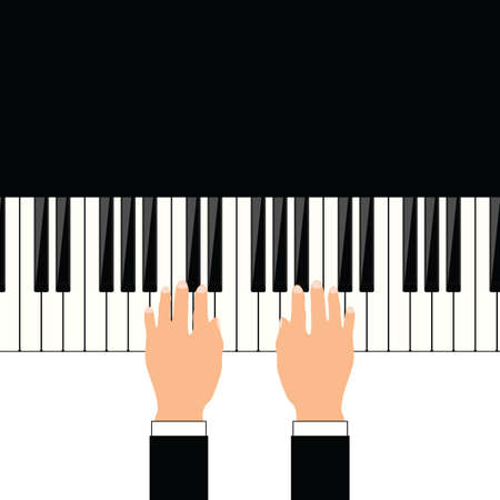 Man hand on piano art illustrationのイラスト素材