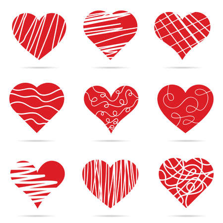 Heart red set art illustration on whiteのイラスト素材