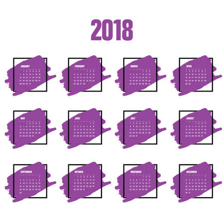 Purple calendar for 2018 art design template illustrationのイラスト素材