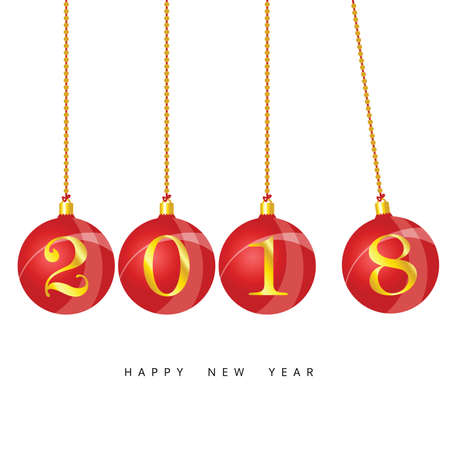 Happy new 2018 year with christmas ball illustration in colorfulのイラスト素材