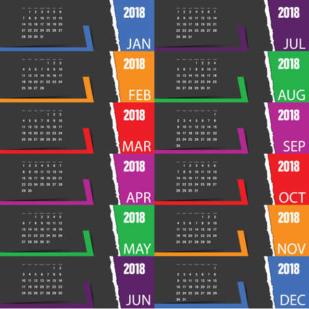 Calendar for 2018 year art illustration in colorful pattern.のイラスト素材