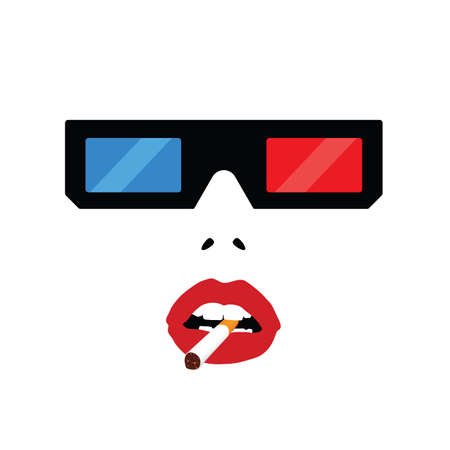 woman face with 3d eyeglasses art illustrationのイラスト素材