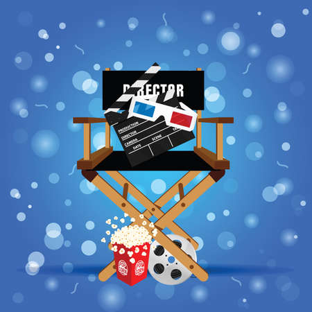movie sign with icon set illustration in colorfulのイラスト素材