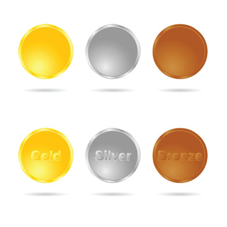 gold and silver and bronze medal art illustrationのイラスト素材