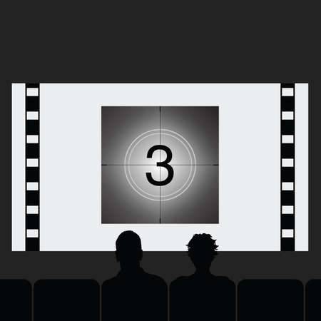 couple silhouette in cinema art illustrationのイラスト素材