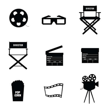 cinema icon in black color vector on white backgroundのイラスト素材