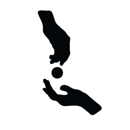 begging for money vector silhouette illustration on white backgroundのイラスト素材