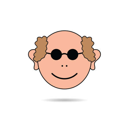 Old man head with glasses vector illustration.のイラスト素材