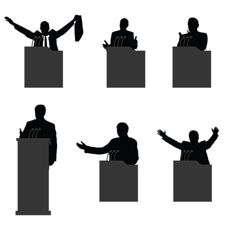 Man black silhouette on platform set illustrationのイラスト素材