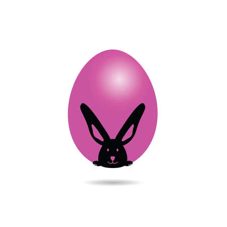 easter holiday egg with cute bunny illustration on whiteのイラスト素材