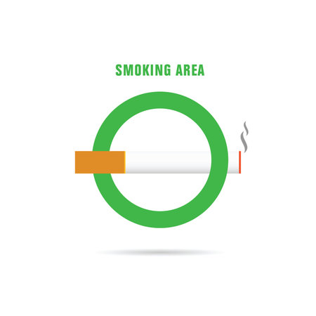 smoking area green sign illusrration in colorfulのイラスト素材