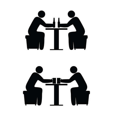 people silhouette with beer illustration on whiteのイラスト素材