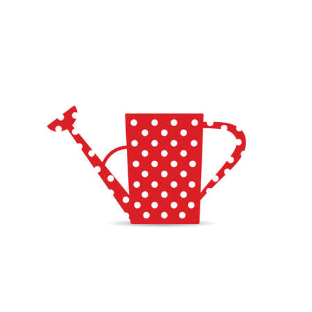 watering can icon in red with white circles vectorのイラスト素材