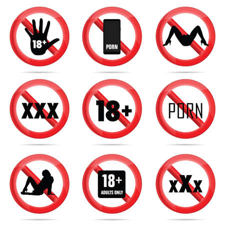 adult only content with red sign illustration vectorのイラスト素材