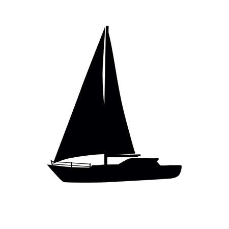 sailboat icon silhouette, yacht in black colorのイラスト素材