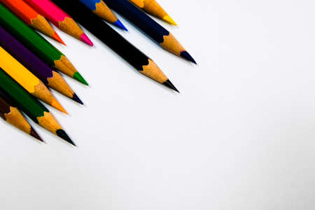 colorful pencils for education with white background.の写真素材