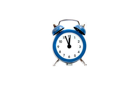 Grey vintage alarm clock shows 12 oclock isolated on white background. Wake up and hurry up. Hot sale, final price, last chance. Countdown to midnight new yearの写真素材