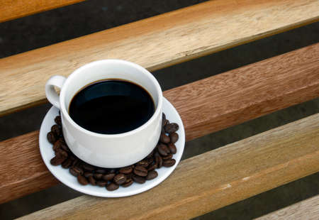 Coffee Mug on Wooden Tableの写真素材