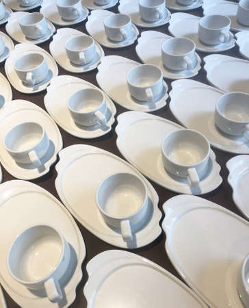 row cup of coffee ready to serveの写真素材