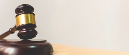 Law and Justice, Legality concept, Judge Gavel on a wood table with background space for your textの写真素材