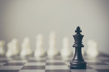 Business leader and confrontation solve problems concept, Chess board game with copy space for your...