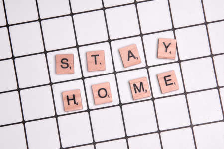 Call to stay home during a coronavirus epidemic lockdown. Covid-19 outbreak concept.の写真素材