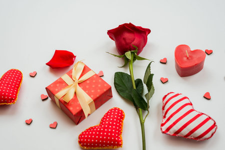 beautiful red rose flower on white background