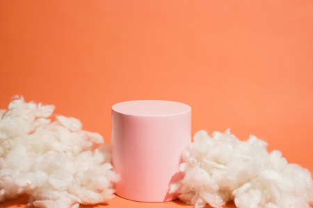 product platform decorated with cottonの写真素材