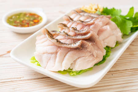 Steamed Grouper Fish with Spicy Dipping Sauceの写真素材