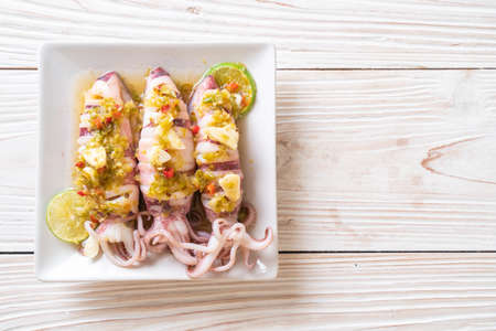 Steamed Squids with Spicy Chili and Lemon Sauceの写真素材