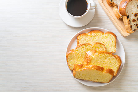 Sweet potato bread with coffee
