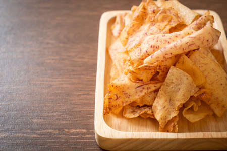 Taro Chips - fried or baked sliced taroの写真素材