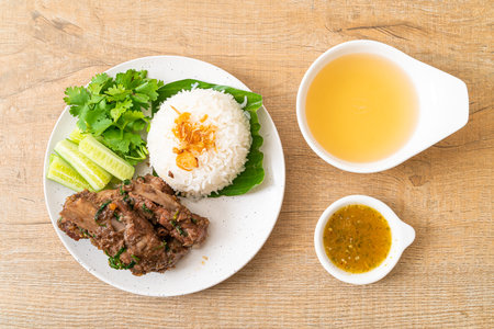 Baked Pork Ribs with Sauceの写真素材