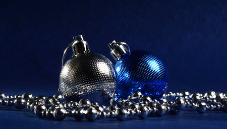 Christmas Decoration: Christmas ball and ornaments with the branch of Christmas treeの写真素材