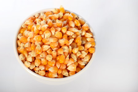 Close-up of Dried corn in clay potの写真素材