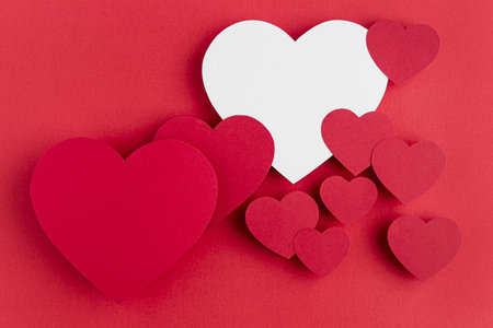 top view hearts arrangement with copy space. High quality and resolution beautiful photo conceptの写真素材