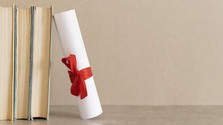 education diploma certificate copy space background. High quality and resolution beautiful photo conceptの写真素材