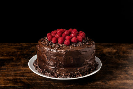 front view delicious chocolate cake concept. High quality and resolution beautiful photo concept