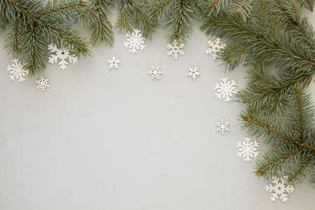 pine needles snowflakes background . High quality and resolution beautiful photo conceptの写真素材