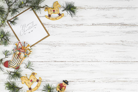 christmas composition of branches with toys. High quality and resolution beautiful photo conceptの写真素材