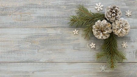 pine needles wooden background with conifer cones . High quality and resolution beautiful photo conceptの写真素材