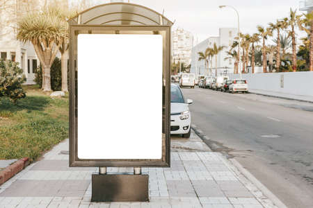 empty white sign board bus stop. High quality and resolution beautiful photo conceptの写真素材