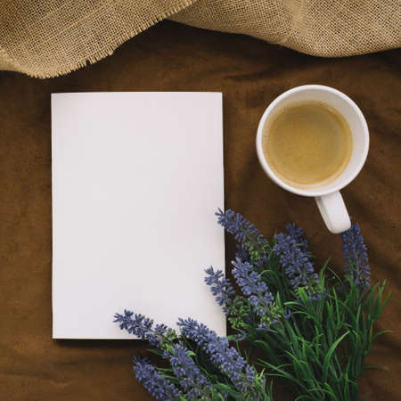book mockup with coffee flowers. High quality and resolution beautiful photo conceptの写真素材