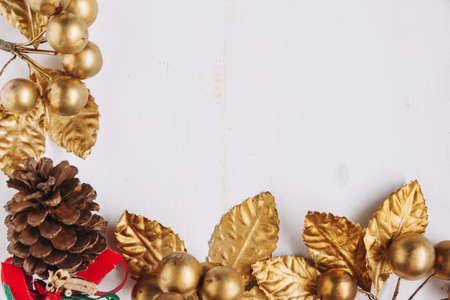 christmas composition gold berries. High quality and resolution beautiful photo conceptの写真素材