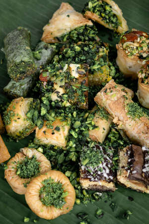 baklava middle eastern sweet dessert pastry cakes in istanbul turkeyの写真素材