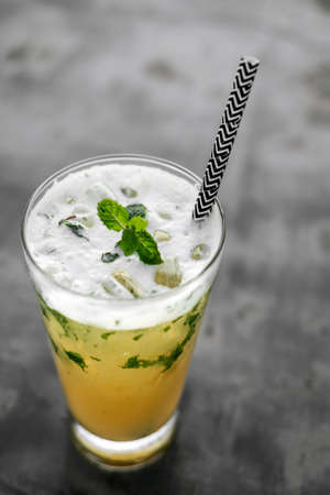 passion fruit mojito mixed cocktail drink in outdoors barの写真素材