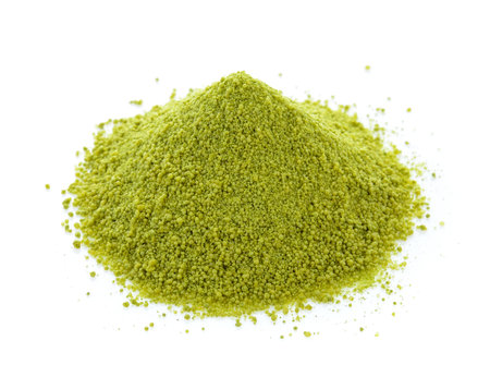 dry tea powder on white backgroundの写真素材