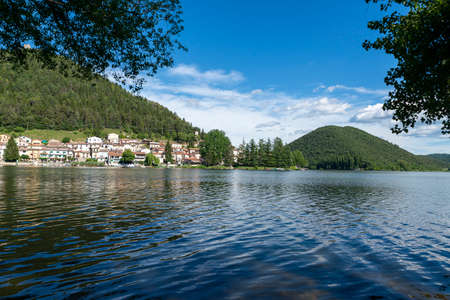 the piediluco lake and its countryの写真素材