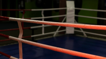 front view empty boxing ringの写真素材